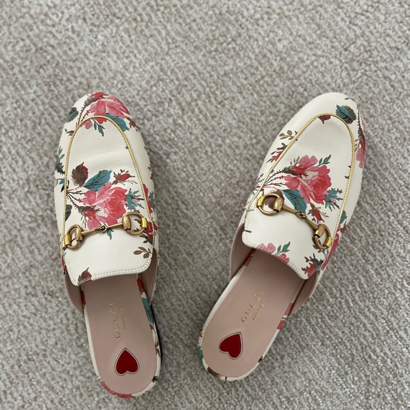 Gucci floral print leather loafers 38.5 - Picture 5 of 6